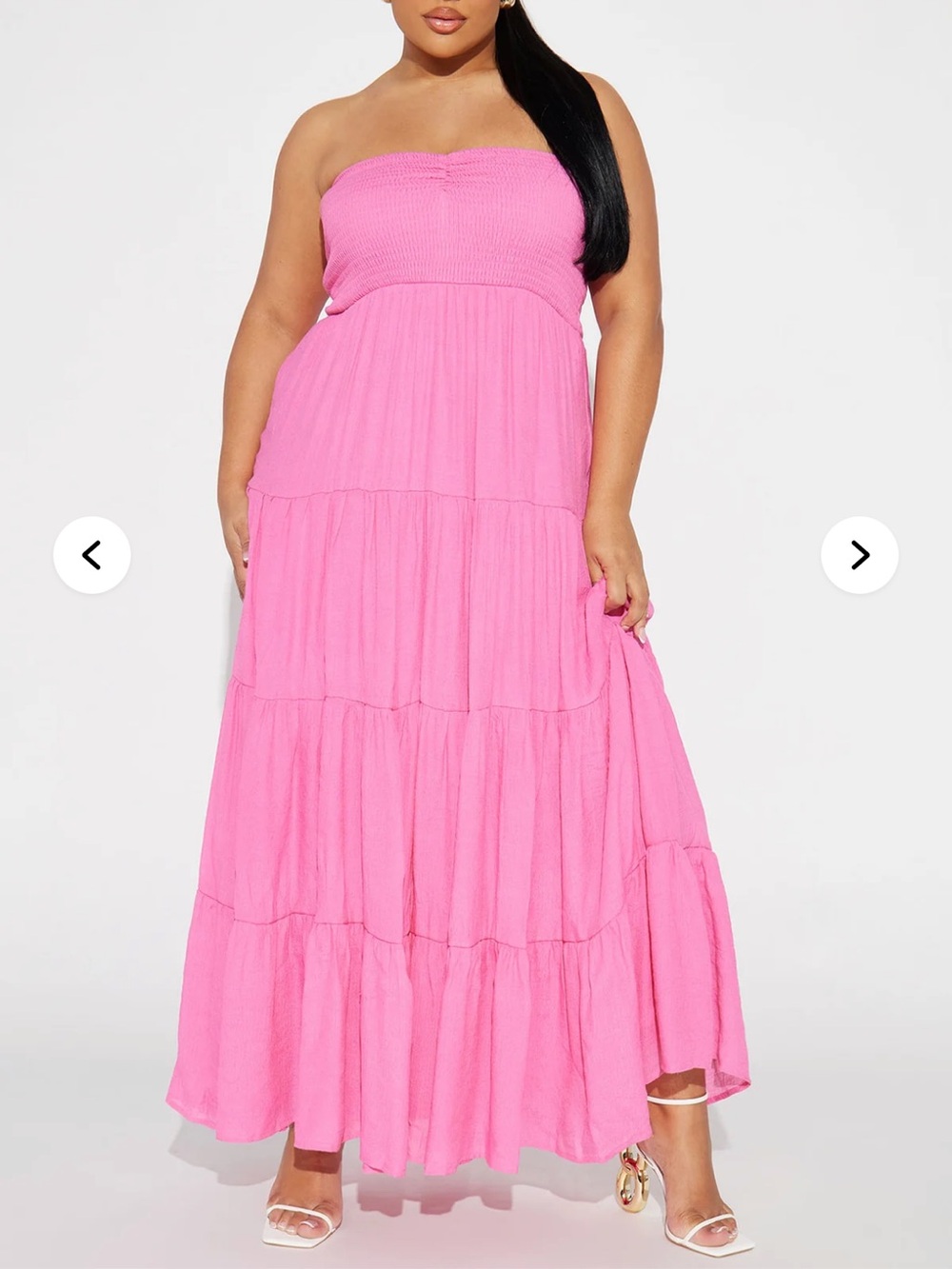 Strapless Tiered Maxi Skirt - Pink